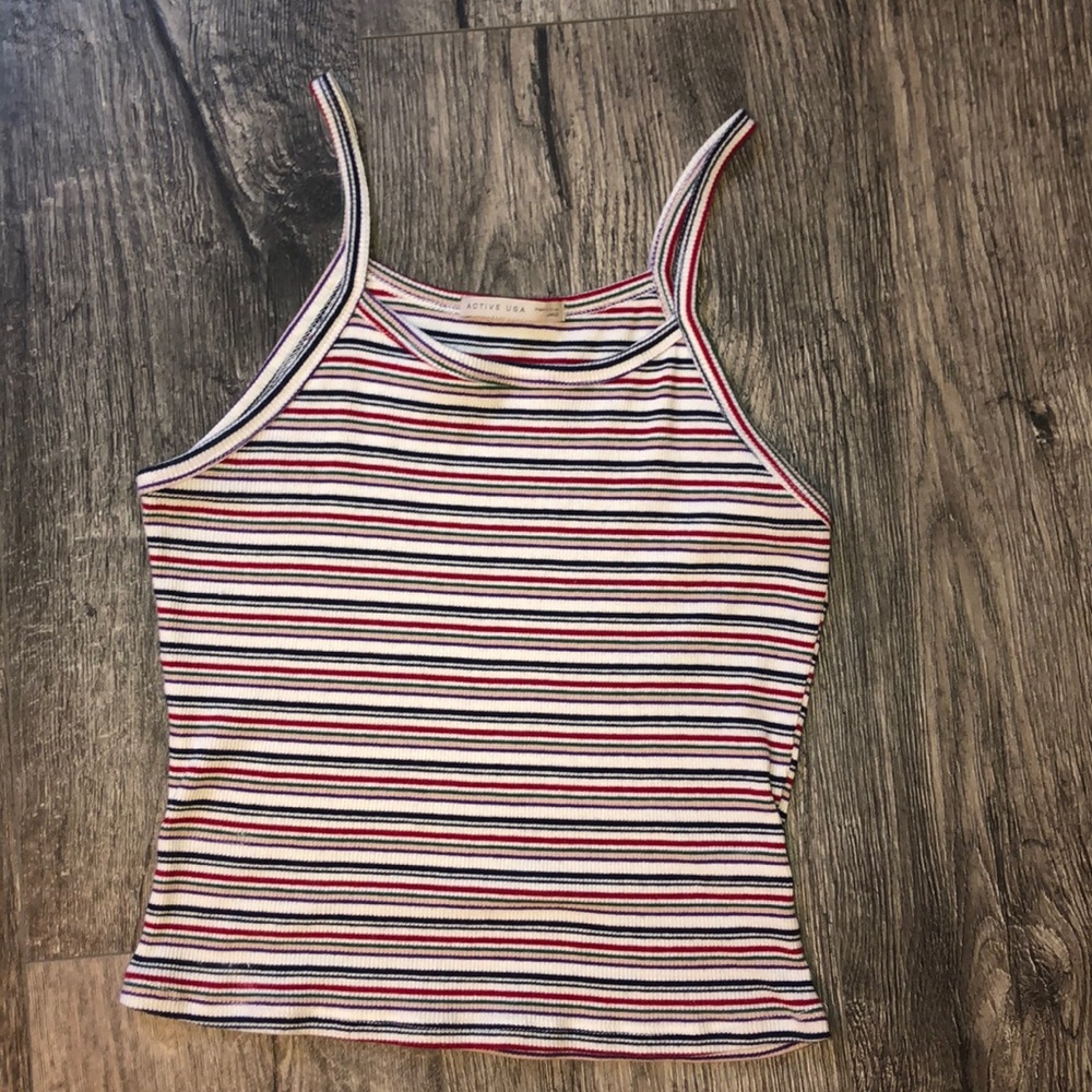 ribbed red and white tank top